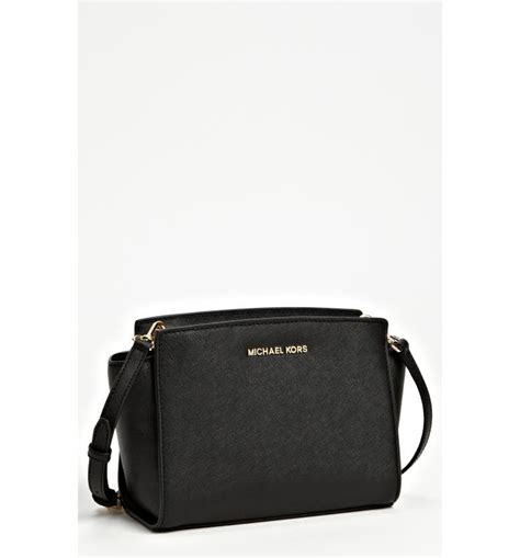 michael kors selma black red|Selma Medium Saffiano Leather Crossbody Bag .